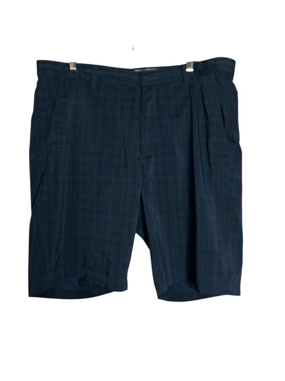 Sunice Navy Plaid Performance Flat Front Golf Shorts, size 38